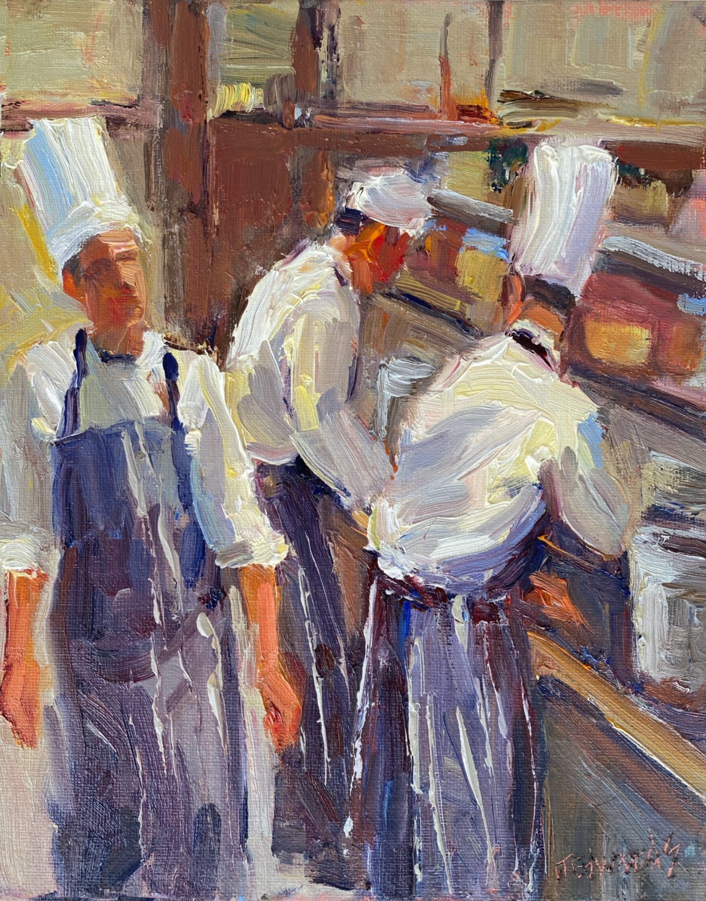 ***SOLD*** JEANNE EDWARDS - Kitchen Caprice, oil on panel (framed) 8x10