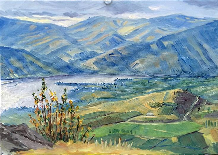 MAURY WEISS - Lake Chelan, Original Plein Air Oil on Panel, 5x7