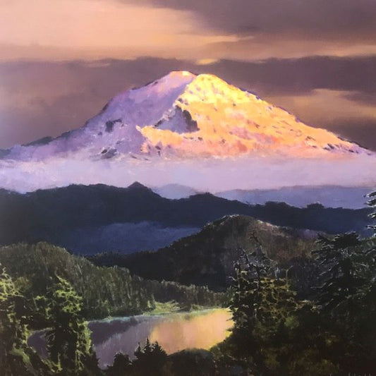 MAX HAYSLETTE Giclee Print - Last Light on Rainier, Gallery Wrapped Canvas, 30x30, HMAC 1936