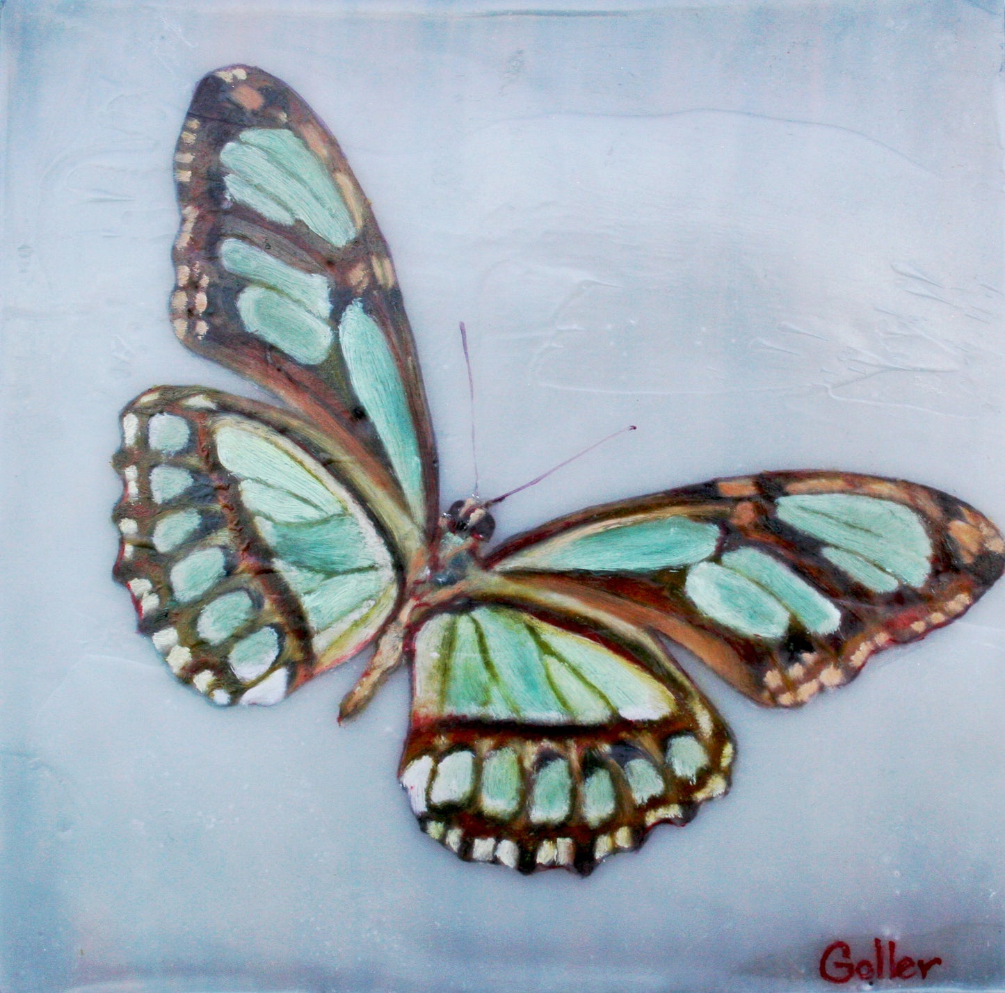 ***SOLD*** Liberty III, encaustic/mixed media 5x5