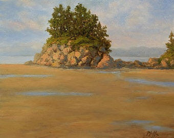 ***SOLD*** TIM PFEIFFER - Low Tide at Crescent Bay, oil 8x10