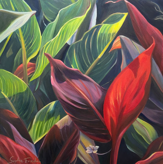 SOPHIE FRIEDA - Luscious Leaves, oil on canvas, 30x30