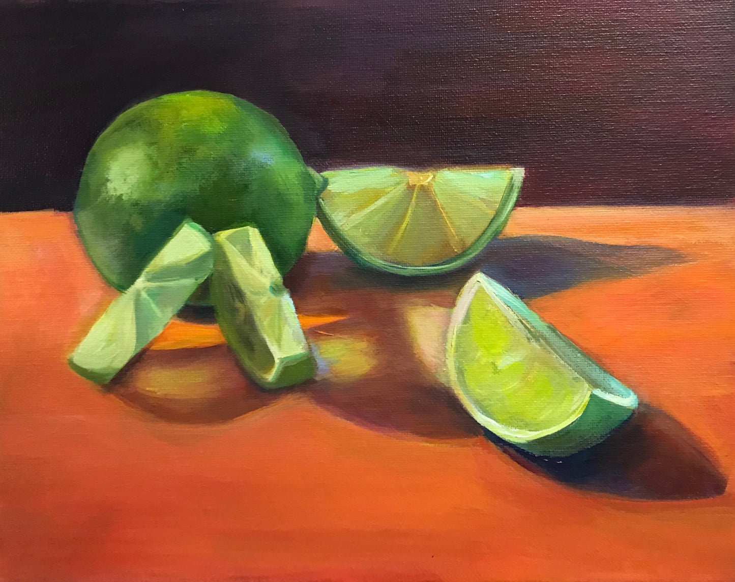 ***SOLD*** SOPHIE FRIEDA - Luscious Limes - Oil on Gallery Wrapped Canvas - 11x14x.5