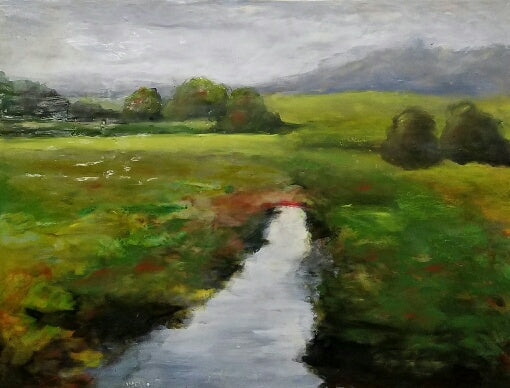 Prints available, original ***SOLD*** - Carrie Goller - Lush 2 - Encaustic & Mixed Media 18 x 24 (on a 1.75" wood panel)