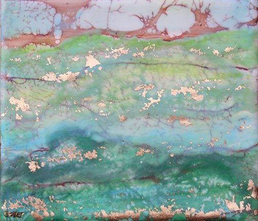 ***SOLD*** Carrie Goller - Lush, encaustic/mixed media 4.5x5.5