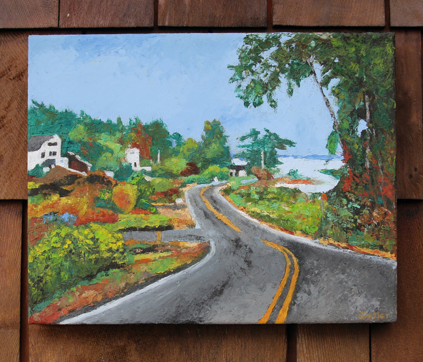 ***Available through Bainbridge Island Museum of Art*** Carrie Goller - Manitou Beach Drive (Bainbridge Island, WA), mixed media (encaustic/oil) 14x11