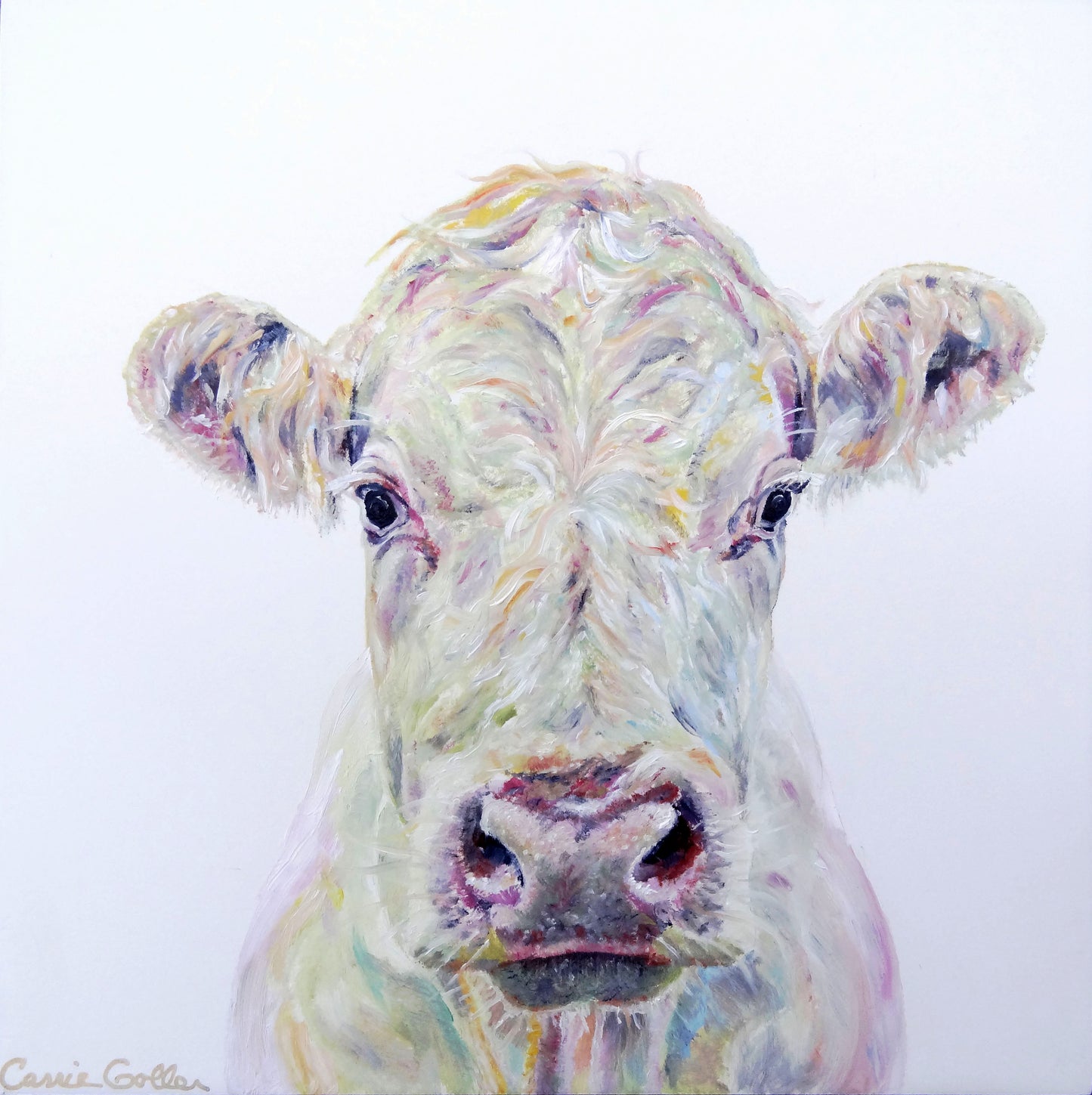 CARRIE GOLLER PRINTS - CREATURES - MARSHMALLOW original oil, 8x8
