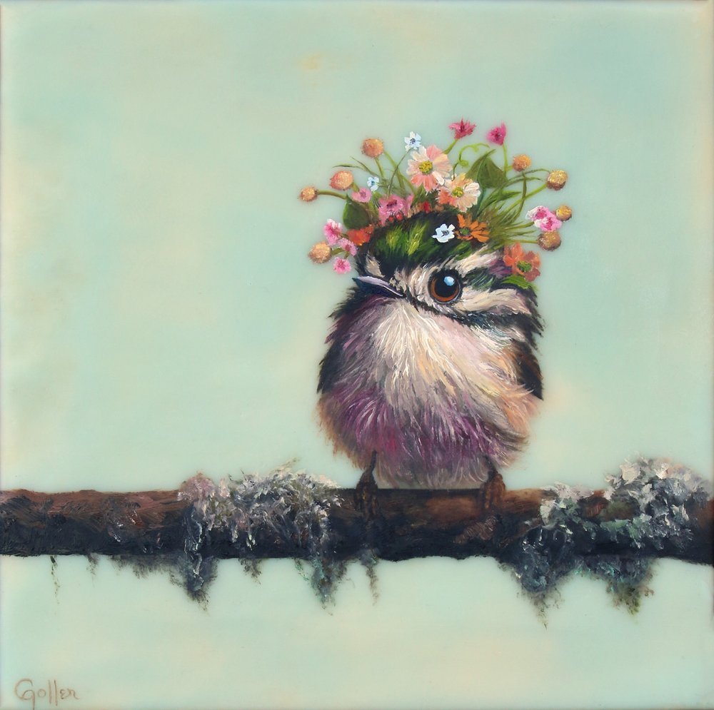 CARRIE GOLLER - Mavis (Floriferous Series) Hummingbird, Print, Original size 8x8 (Oil)