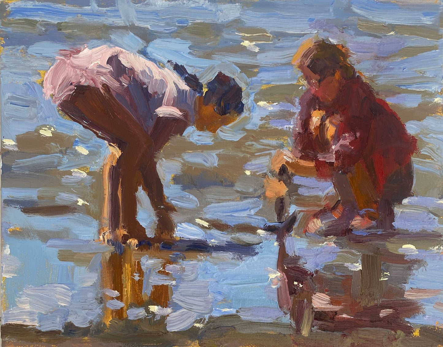 ***SOLD*** JEANNE EDWARDS - Midday Tidepools, oil on panel, 8x10 (framed)