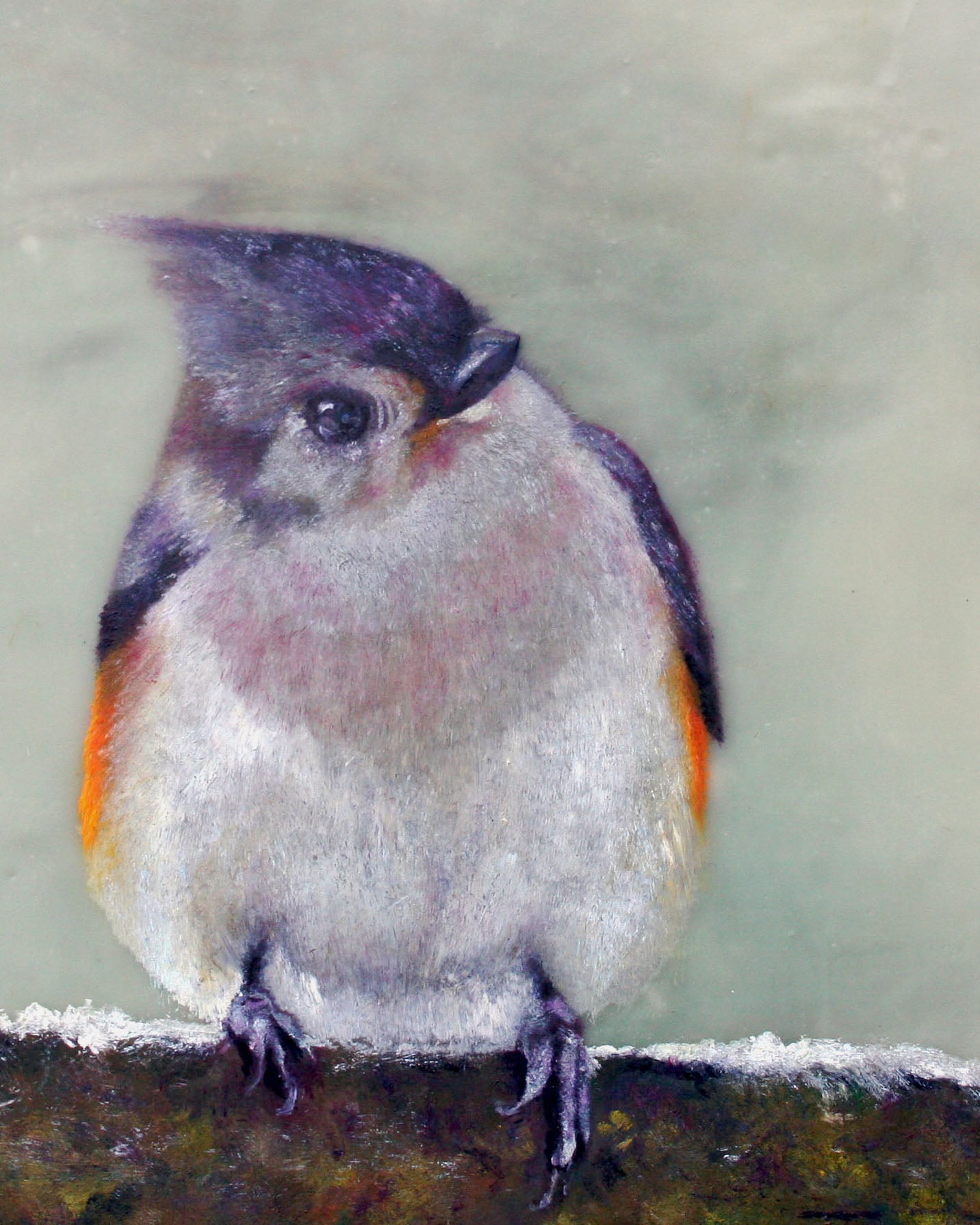 CARRIE GOLLER PRINTS - BIRDS - MOHAWK original oil/encaustic, 8x10