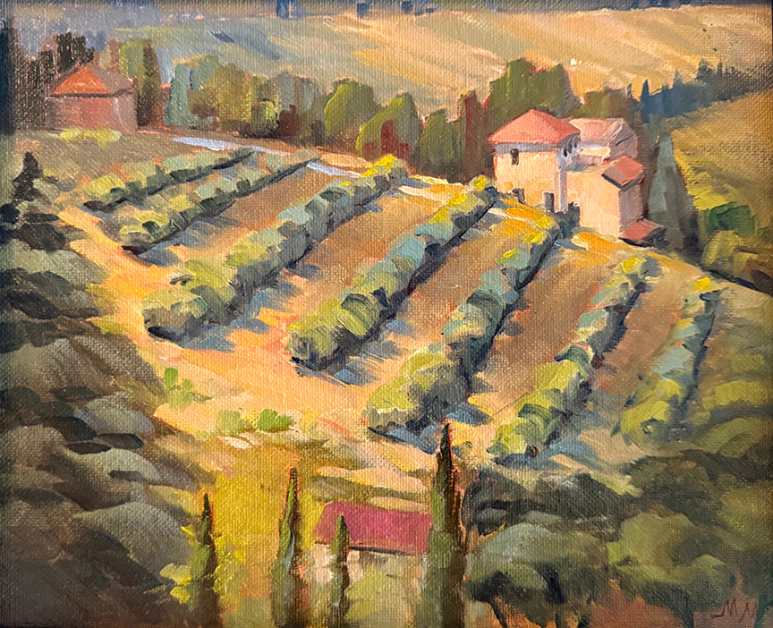 MAURY WEISS - Montepulciano Italy, Original Plein Air Oil on Panel, 8x10