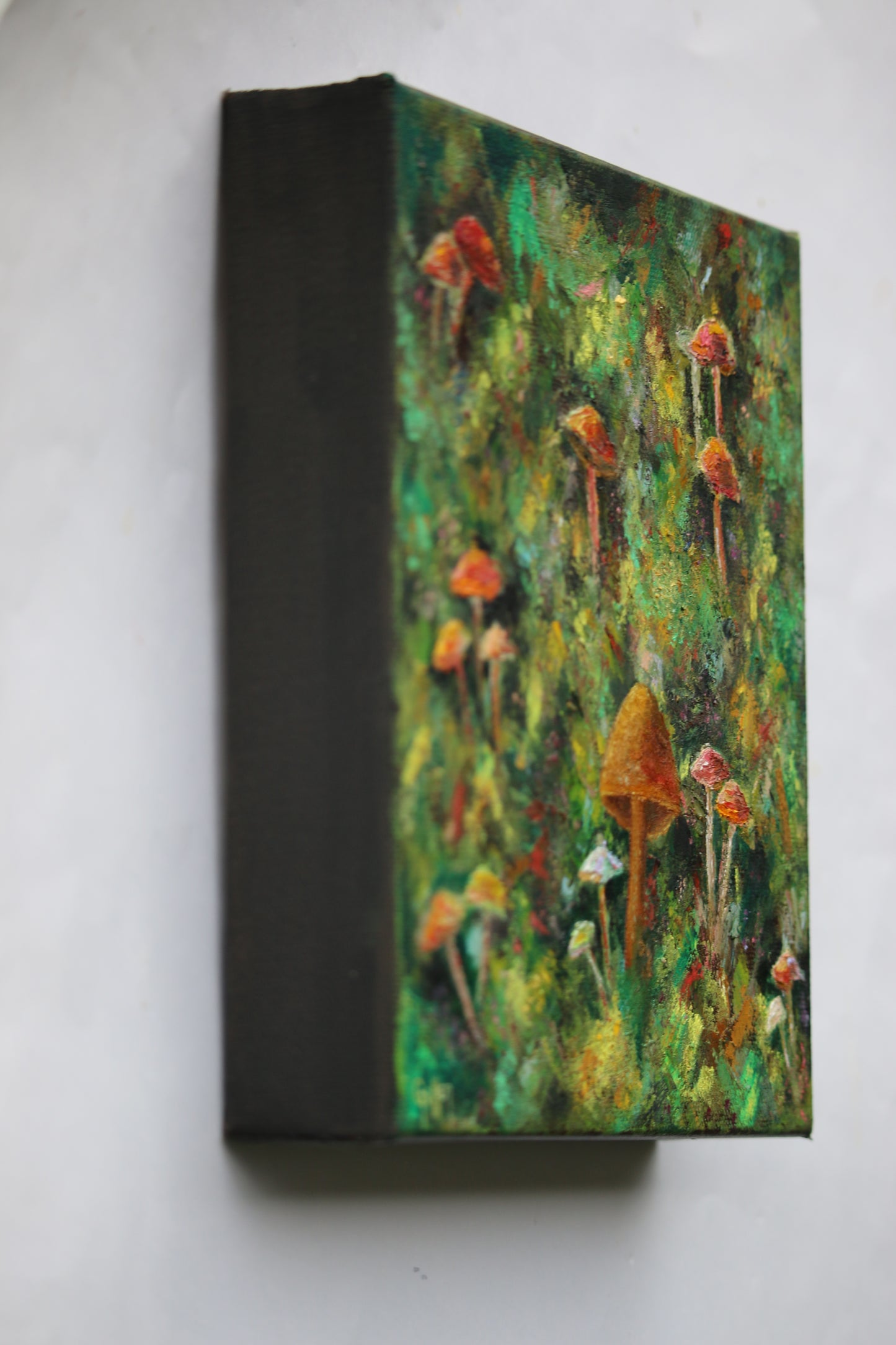 Carrie Goller - Mossy Mushrooms, Original Oil, 8" x 8"