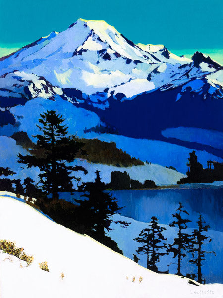 Prints Available (original ***SOLD***) MAX HAYSLETTE - Mount Baker in Winter (HMOC 1567, Oil & Mixed Media 40x30)