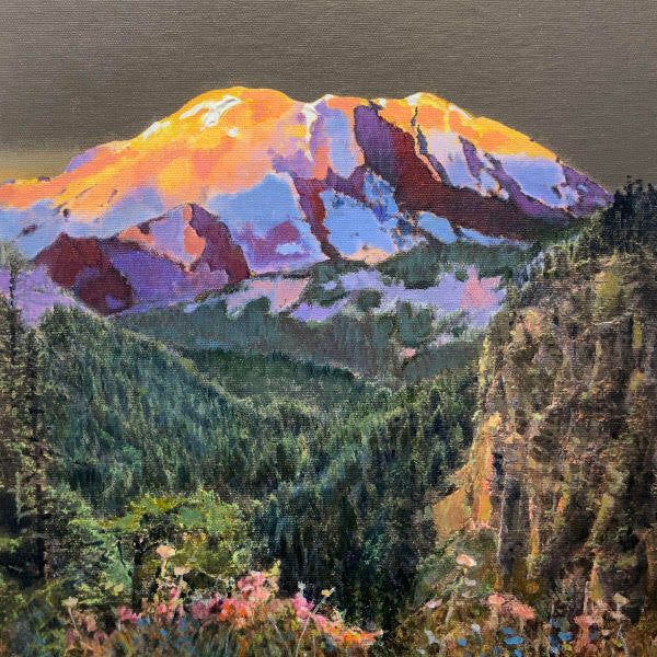 Prints available, original ***SOLD*** MAX HAYSLETTE - Rainier in Spring 12x12 HMAC 1798