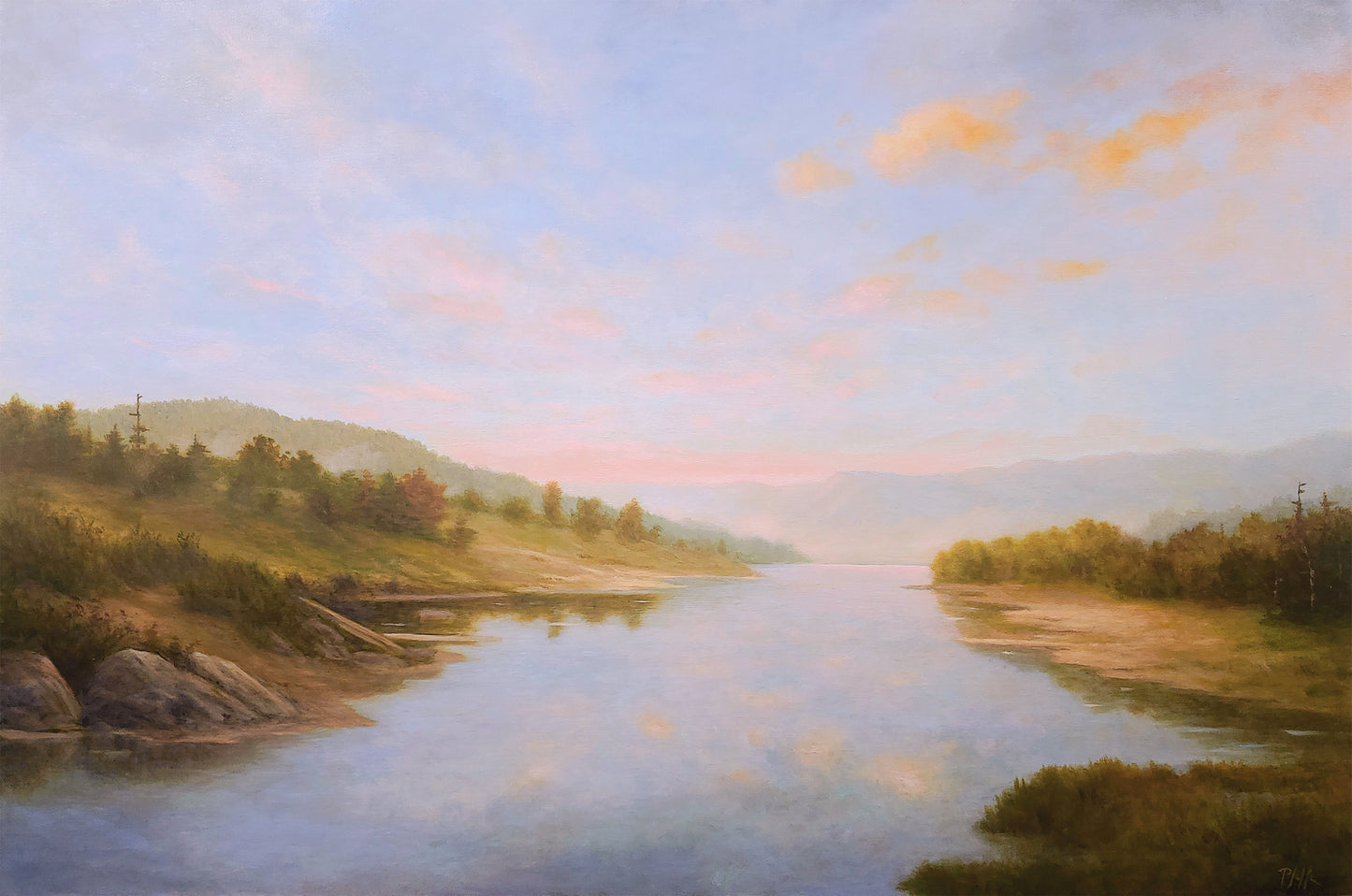 TIM PFEIFFER - Mountain Lake, Oil on gallery wrap canvas, 24"x 36" (framed)