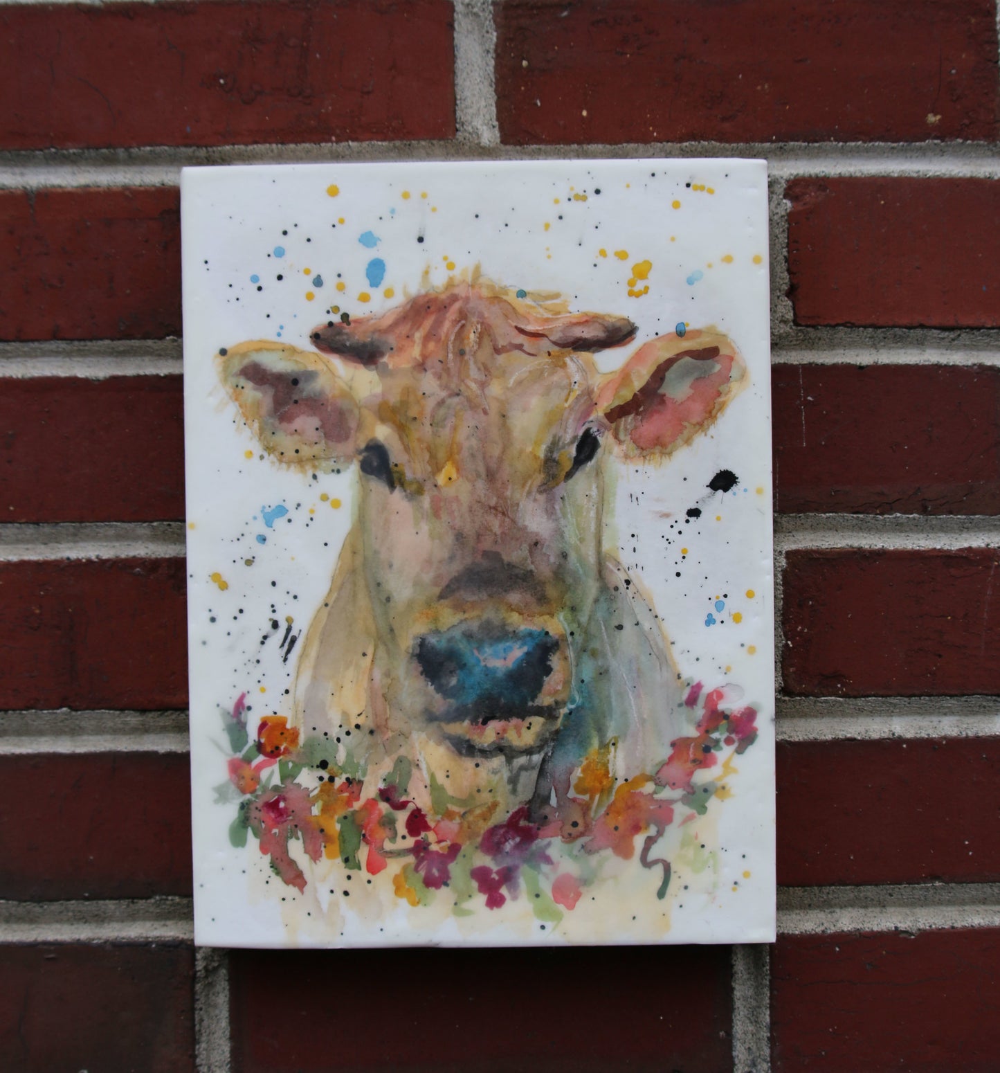 Prints availalble, original ***SOLD*** Mrs. Rosenstein - Encaustic/Watercolor original on wooden panel 9x12