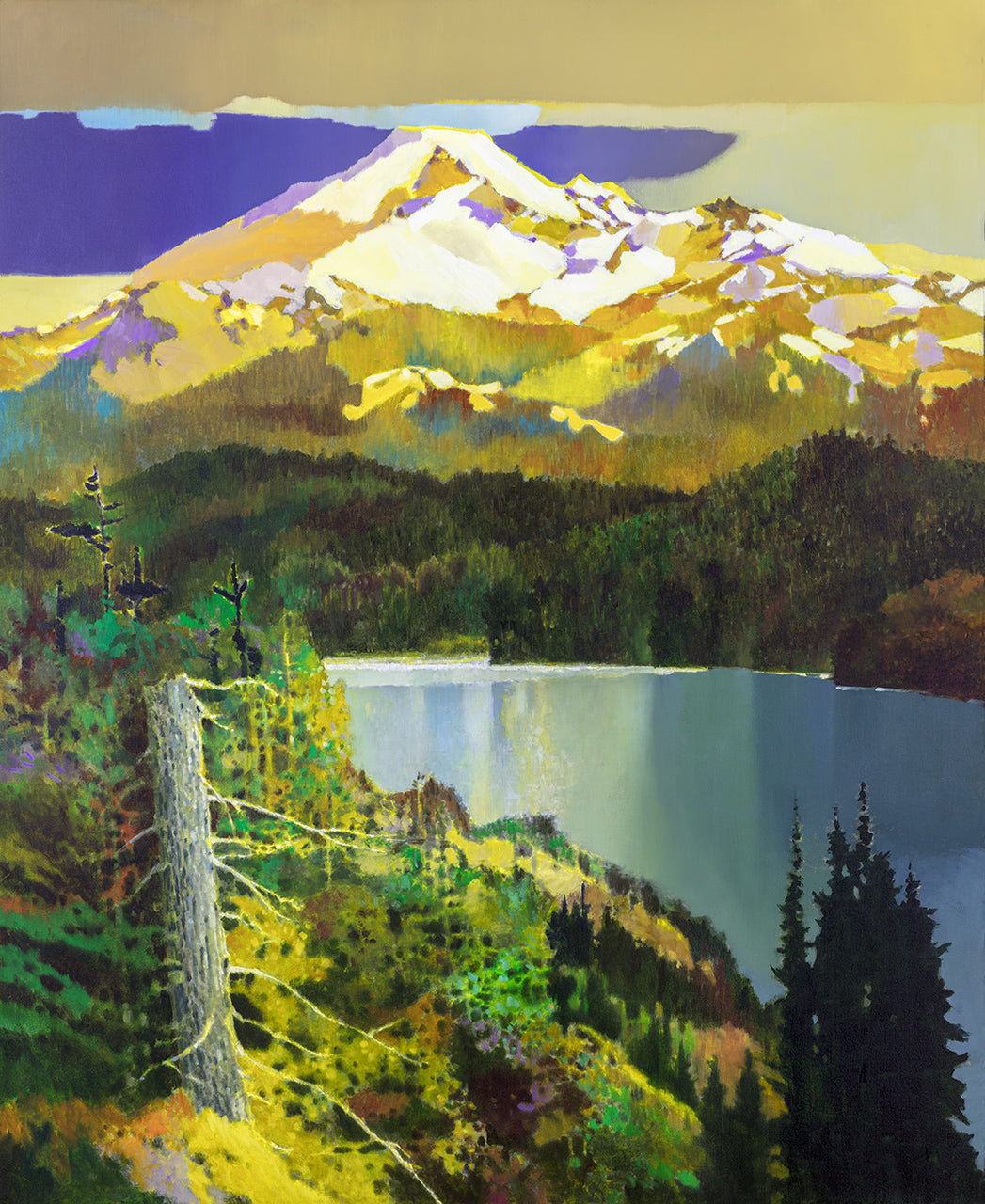 Prints available, original ***SOLD*** MAX HAYSLETTE - Mt. Baker in Autumn No. 2 (HMOC 1644), Oil & Mixed Media 44x32