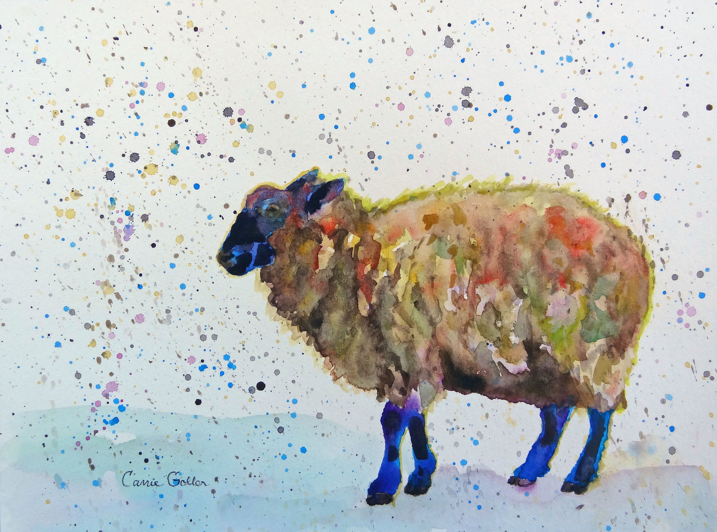 Prints available, original ***SOLD*** Muffin - 9x12 Original Watercolor in Black Frame