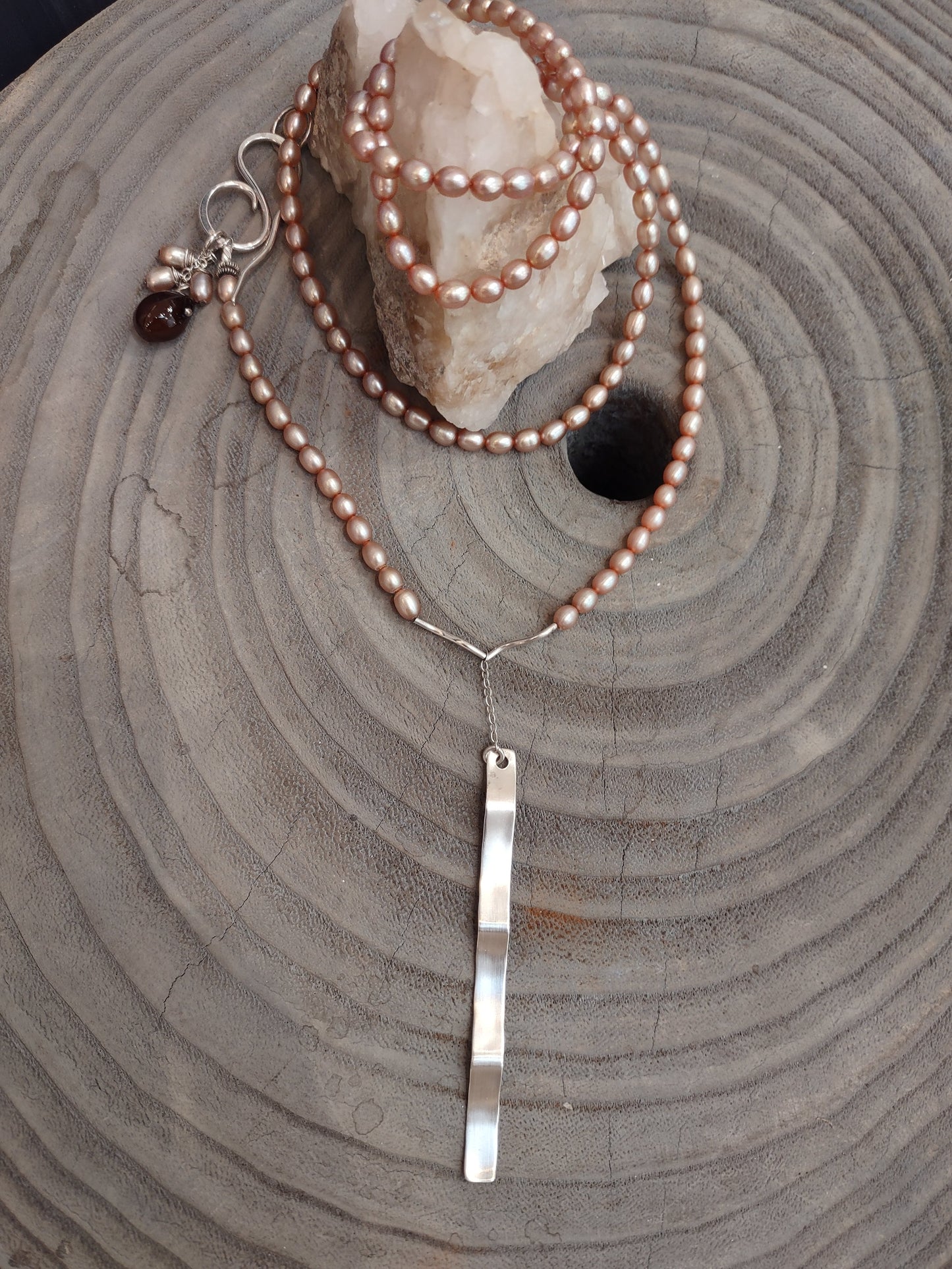 Available Upon Request - N212 Debra Saldivar - Necklace Freshwater Pearls, Sterling Silver, Semi Precious Stone