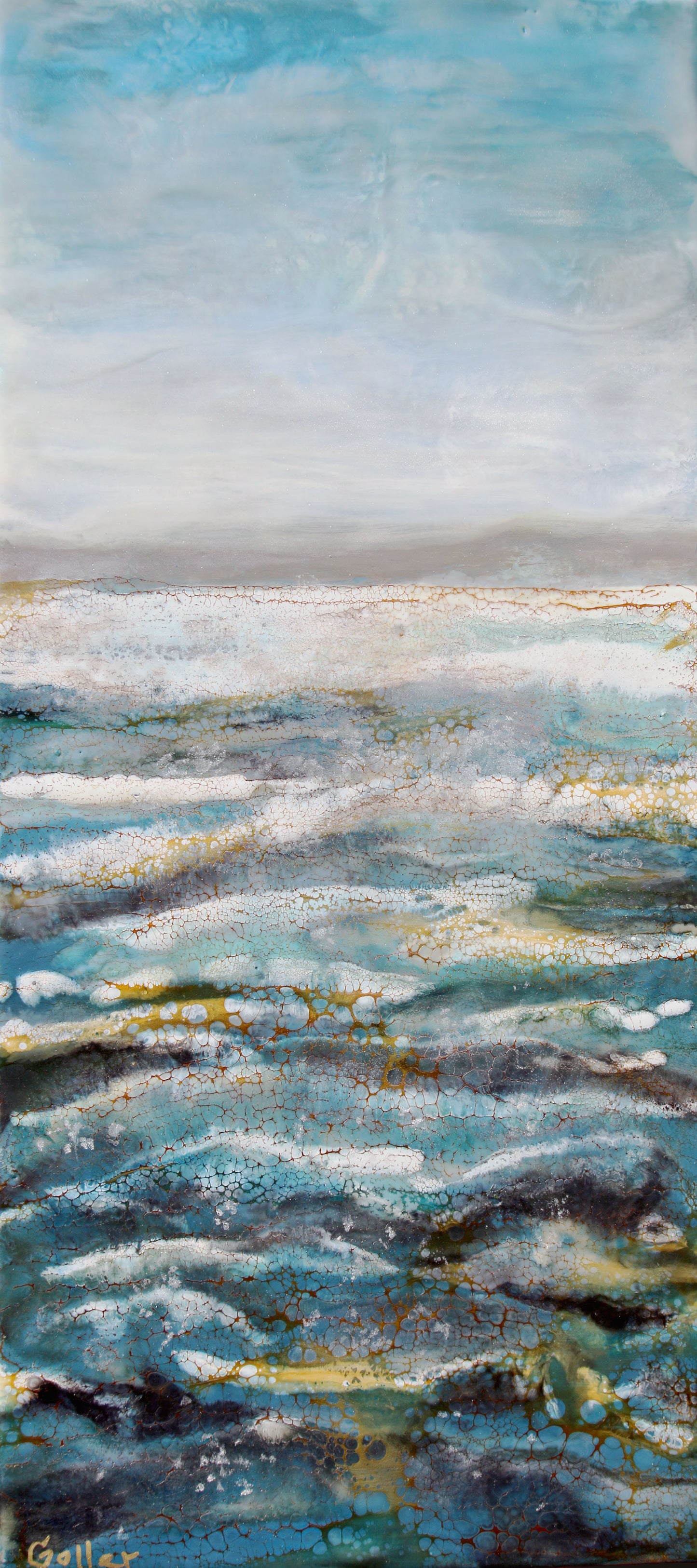 Prints available, original***SOLD***Storm Window - Encaustic/Mixed Media 22x10