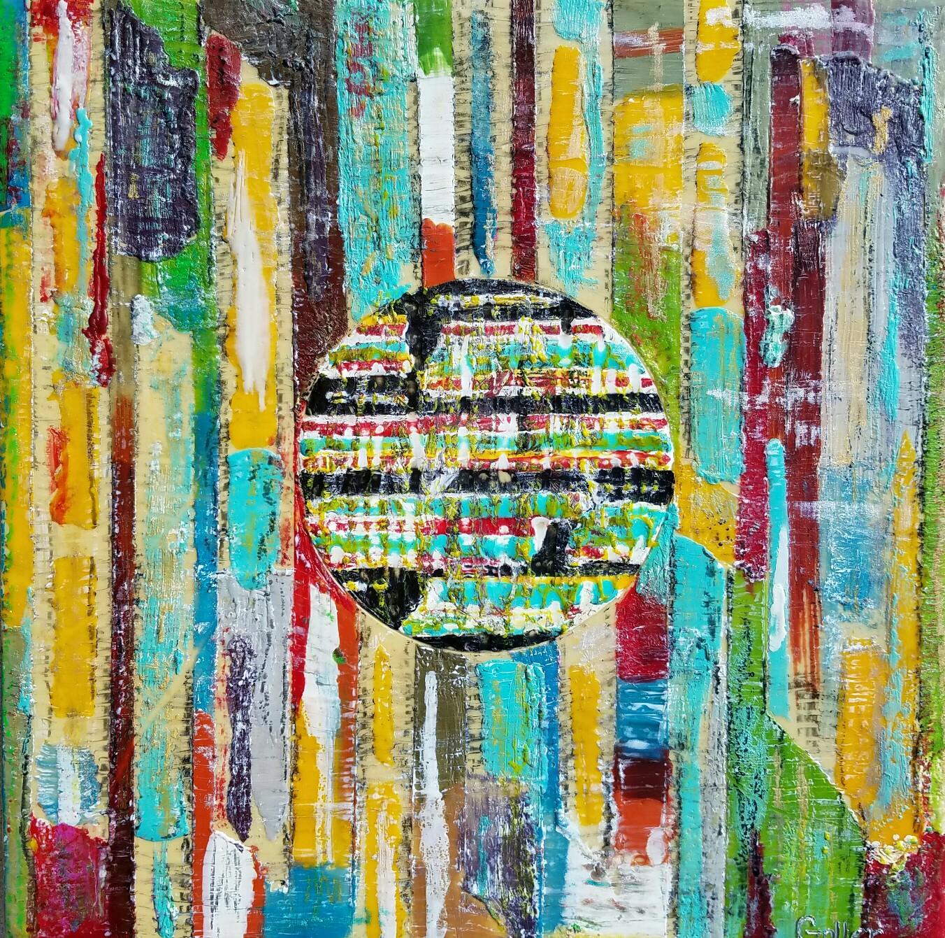 ***SOLD*** Native Bullseye 12x12 encaustic