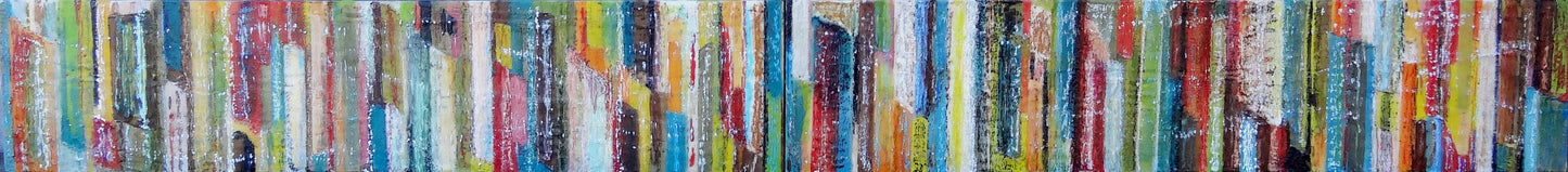 Prints available, original***Sold*** Fireflies - Encaustic/Mixed Media 18x24x1.75