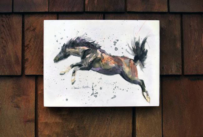 Prints available, original ***SOLD***Nero - Encaustic/Watercolor original on wooden panel 9x12