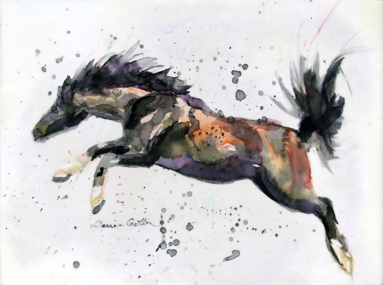 Copy of Prints available, original ***SOLD***Nero - Encaustic/Watercolor original on wooden panel 9x12