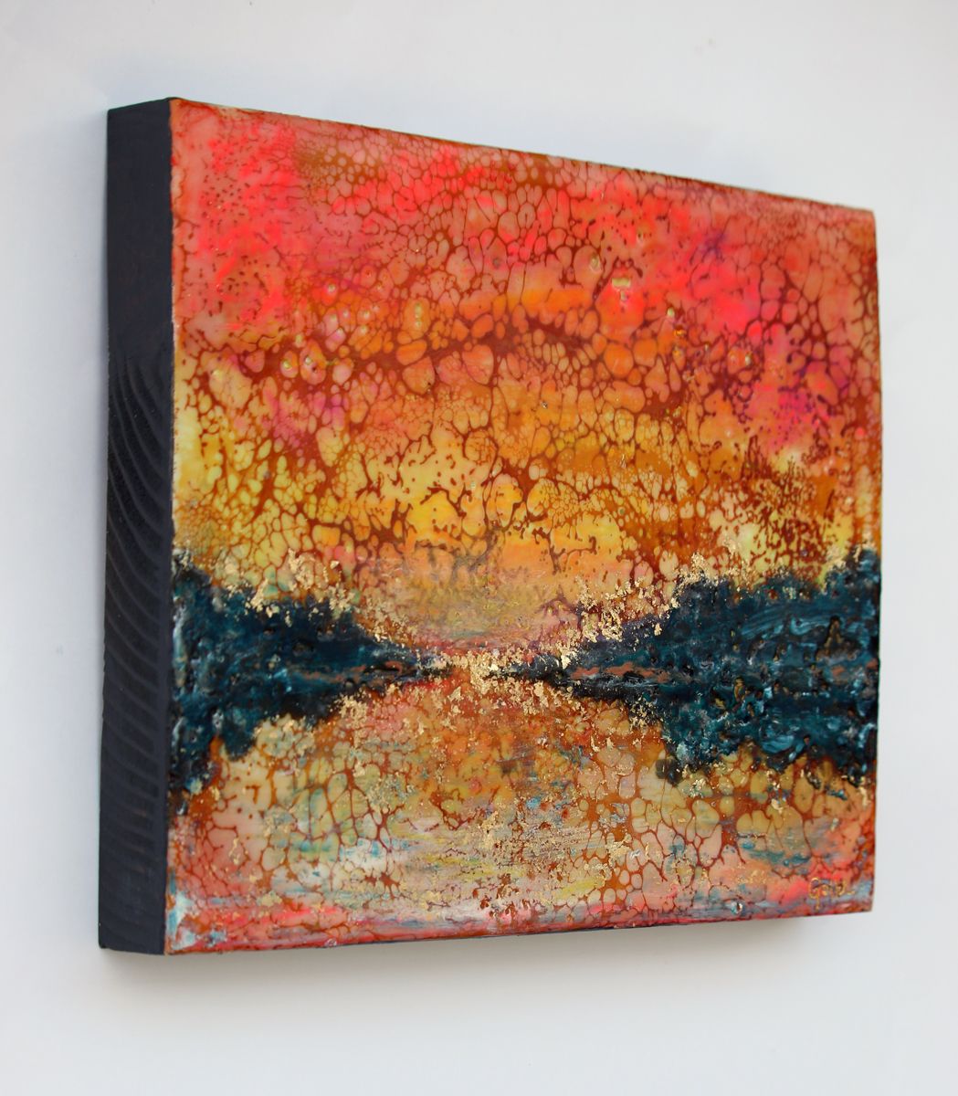 ***SOLD***Carrie Goller - PNW VIII, encaustic/mixed media 8x10