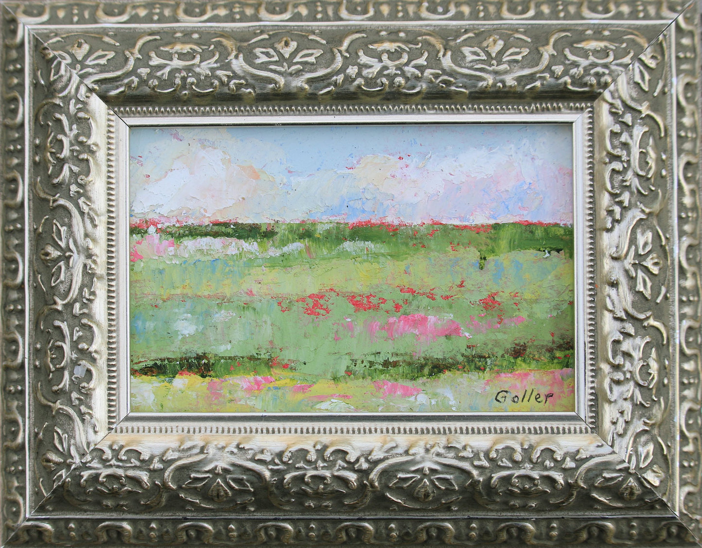***SOLD*** Carrie Goller - PNW II - 4x6 Cold Wax / Oil, original, framed