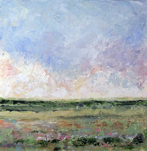 Prints available, original ***SOLD*** Carrie Goller - PNW IV - 6x6 Cold Wax / Oil, original, framed