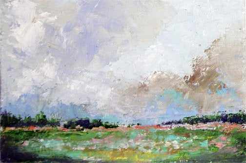 ***SOLD*** Carrie Goller -  Pacific Northwest V - 4x6 Cold Wax / Oil, original, framed