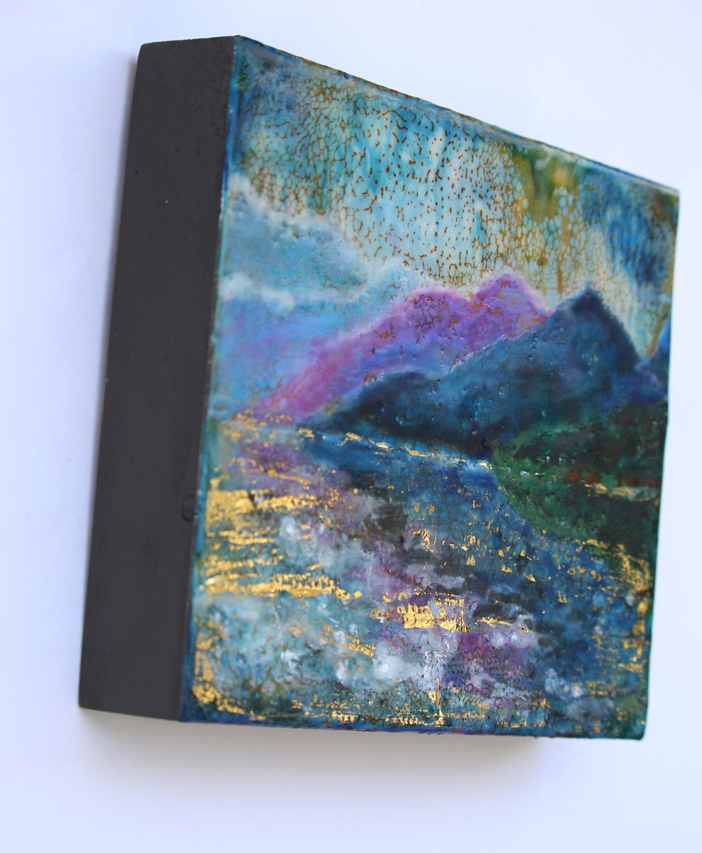 ***SOLD***Carrie Goller - PNW IX, encaustic/mixed media 8x8