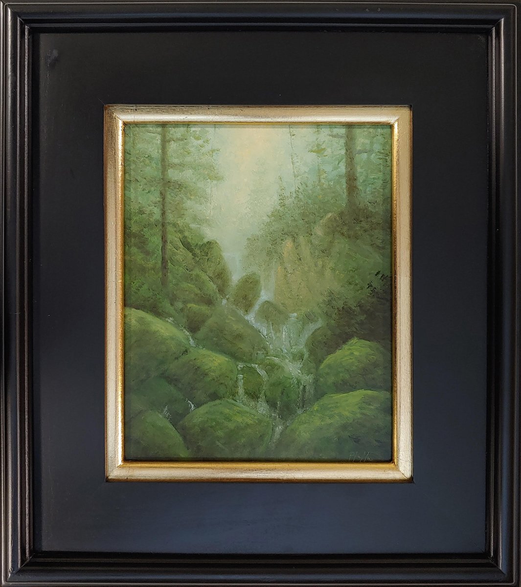 ***SOLD*** TIM PFEIFFER - Pacific Northwest Cascading Creek, oil, 8x10 (framed)