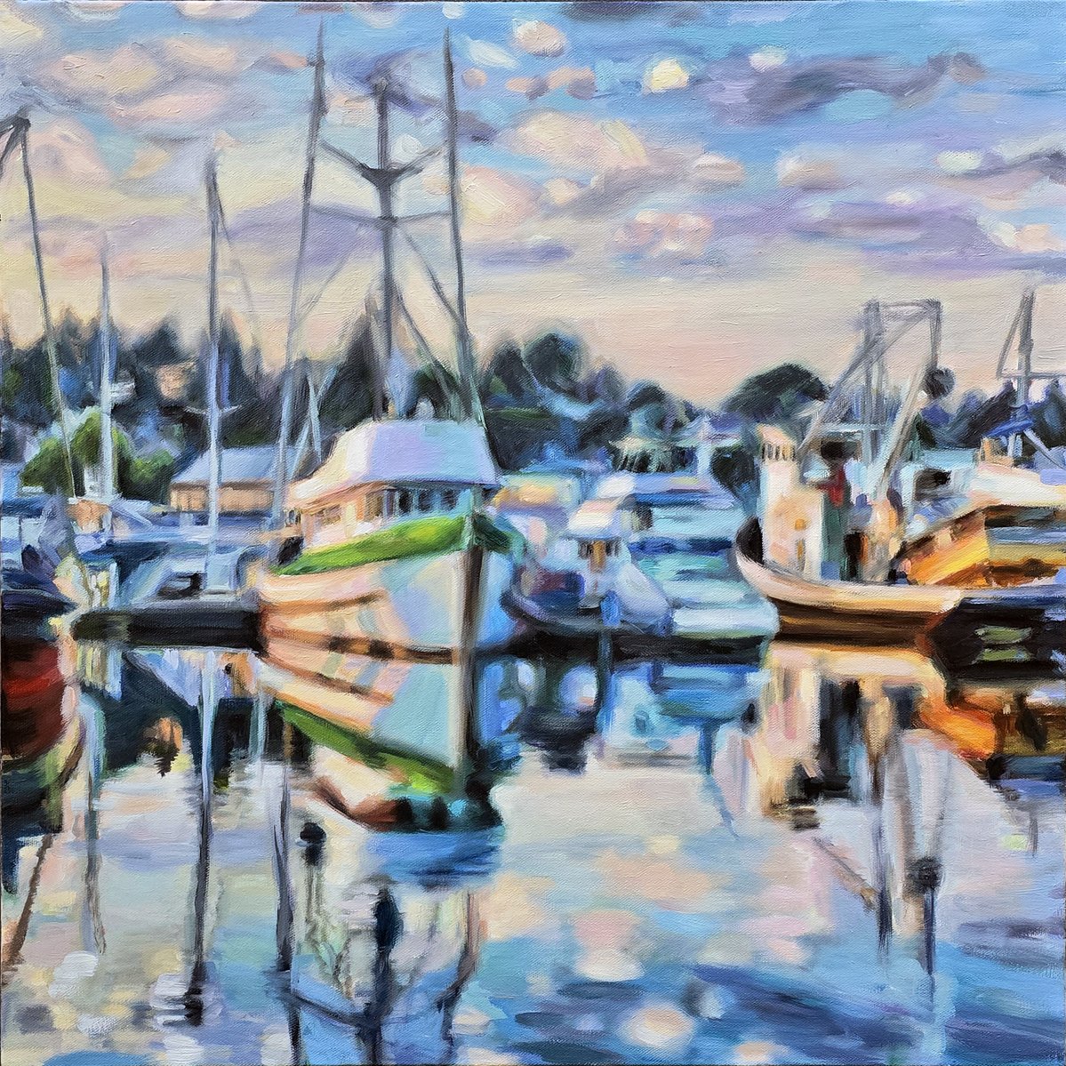 Jody Yashenko - PNW Marina, mixed media (oil/acrylic) 24x24