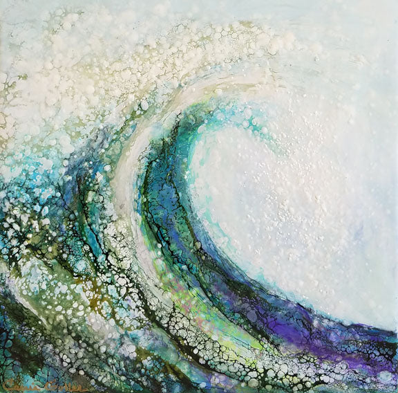 Prints available, original***SOLD***Pacifica XV - Encaustic & Mixed Media - 15x15