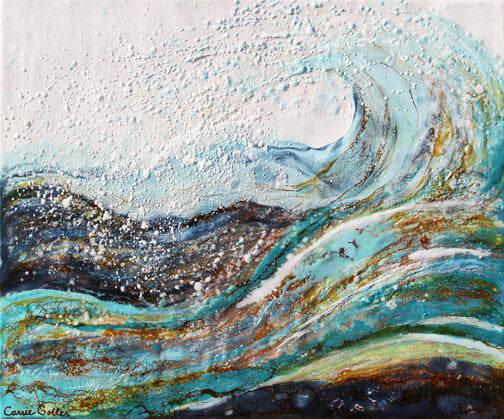 Prints available, original ***SOLD*** Carrie Goller - Pacifica XVII, encaustic/mixed media 20X24