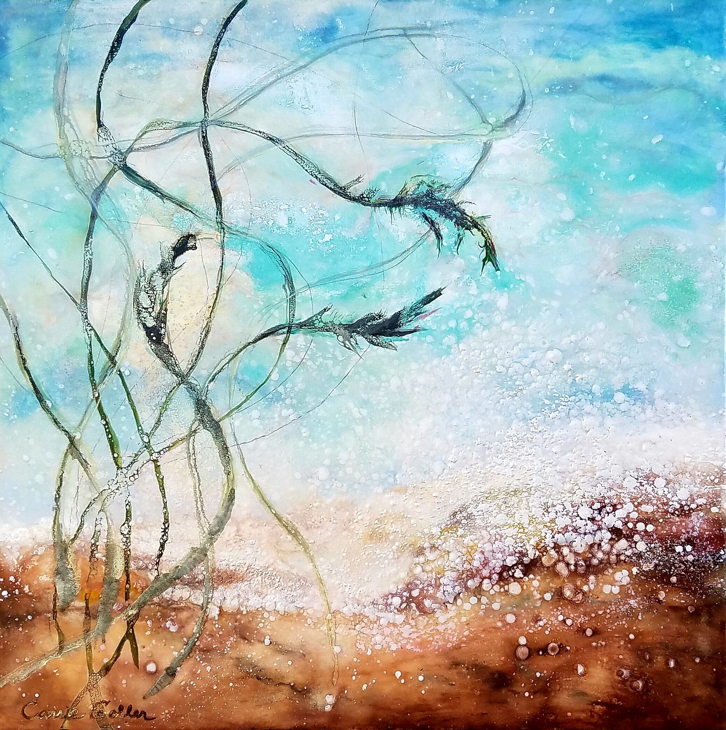 Prints available, original***SOLD***Pacifica II - Encaustic & Mixed Media 20x20
