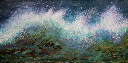 Prints available, original ***SOLD*** Carrie Goller - Pacifica XII, encaustic/mixed media 24X48