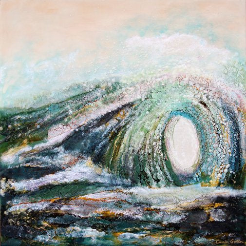 Prints available, original ***SOLD*** Carrie Goller - Pacifica XVII, encaustic/mixed media 20x20