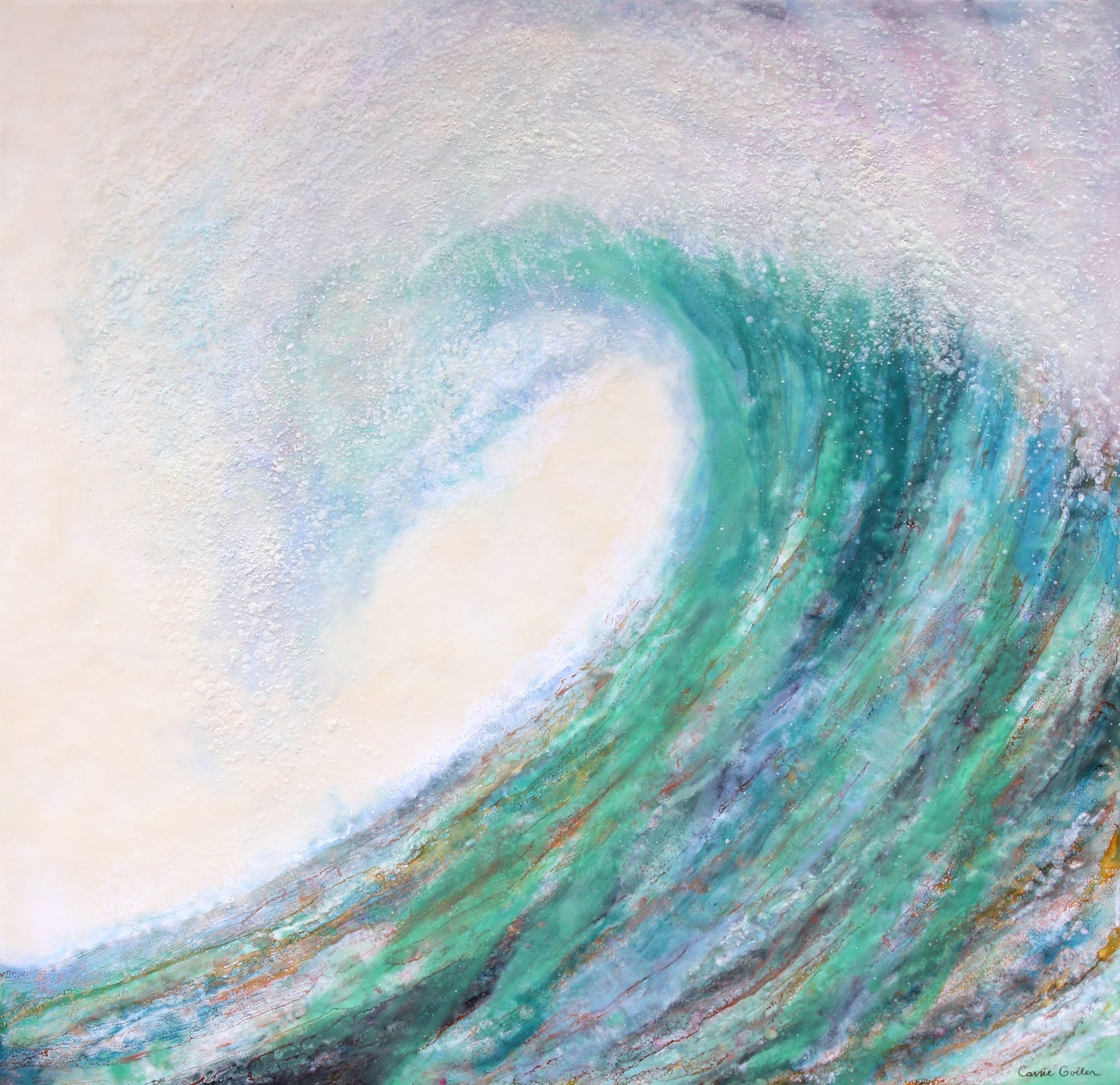 CARRIE GOLLER GICLEE PRINT - PACIFICA XXI, ORIGINAL ENCAUSTIC/MIXED MEDIA 36X36