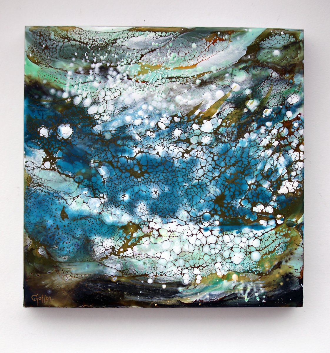 Carrie Goller - Pacifica XXIII, encaustic/mixed media 10x10