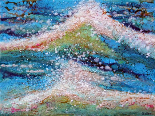 Prints available, original ***SOLD*** Carrie Goller - Pacifica XXIII, encaustic/mixed media 9x12
