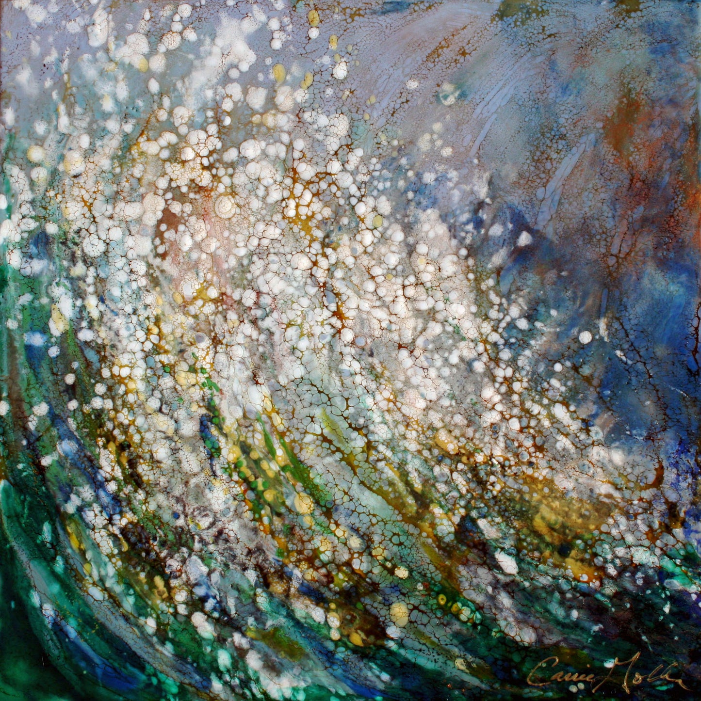 ***SOLD*** Dapple V - Encaustic/Mixed Media 5x5