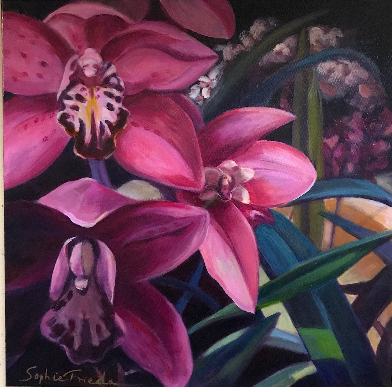***SOLD*** SOPHIE FRIEDA - Paradise - Oil on Gallery Wrap Canvas - 18 x 18 x 1.75