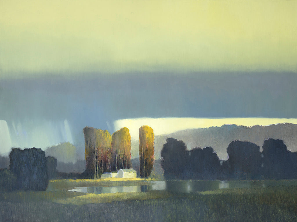 Prints available, original ***SOLD*** MAX HAYSLETTE - Passing Squall (HMOC 1668) oil & mixed media, 30x40