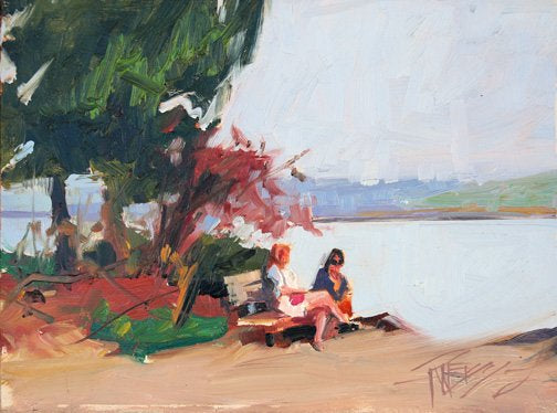 ***SOLD*** ROBIN WEISS - Peninsula Beach, WA plein air oil, 6x8 (framed)