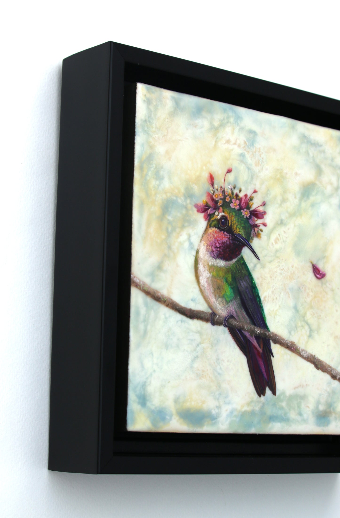 CARRIE GOLLER - Petal (Floriferous Hummingbird), Mixed Media - Oil/Encaustic 8"x 8"