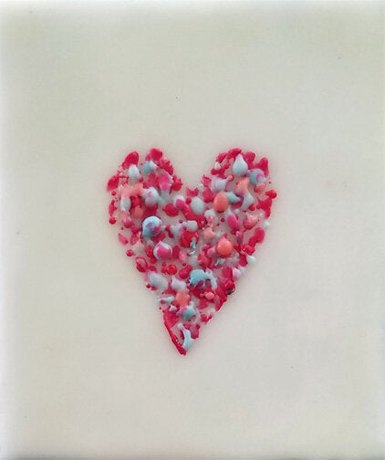 ***SOLD*** Carrie Goller - Pink Confetti Heart, encaustic 3.5x3.5