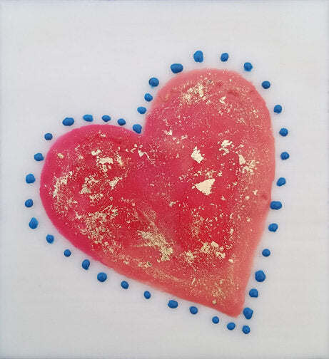 ***SOLD*** Carrie Goller - Hot Pink Heart, encaustic 5.25x5
